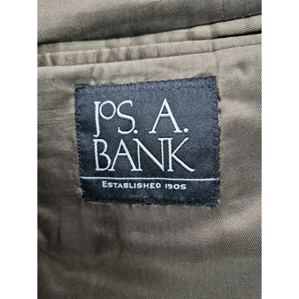 Jos A Bank Mens Wool Sports Coat 42L Taupe Plaid 2 Button Blazer P801